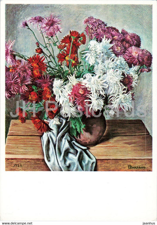painting by Francois Barraud - Astern - Aster - flowers - Swiss art  - unused - JH Postcards