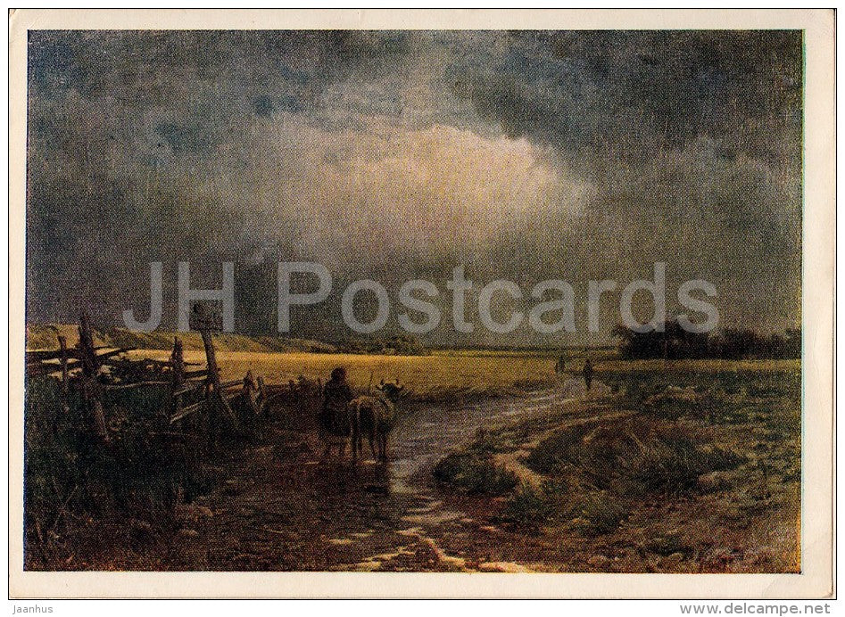 painting by F. Vasilyev - After the Rain , 1871 - Russian art - 1953 - Russia USSR - unused - JH Postcards