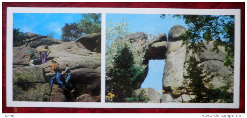 Hikers - Lion Gates - Stolby National Nature Reserve - Siberia - 1978 - Russia USSR - unused - JH Postcards