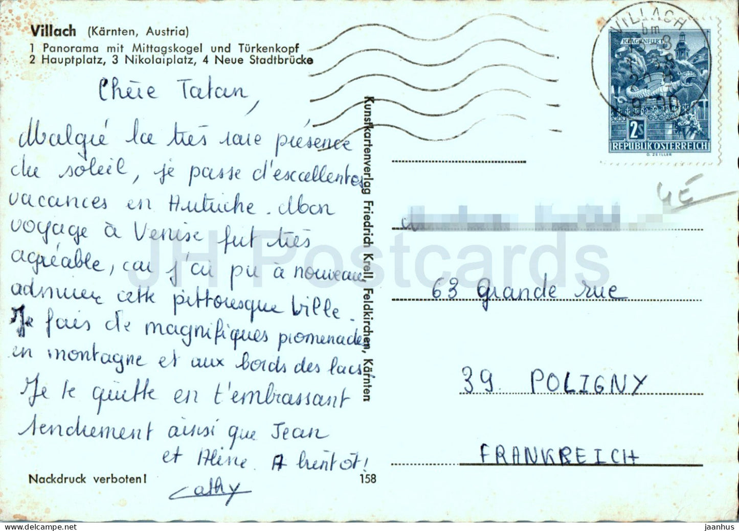 Grusse aus Villach - Panorama - Hauptplatz - Nikolaiplatz - Neue Stadtbrücke - Auto - Multiview - 158 - Österreich - gebraucht