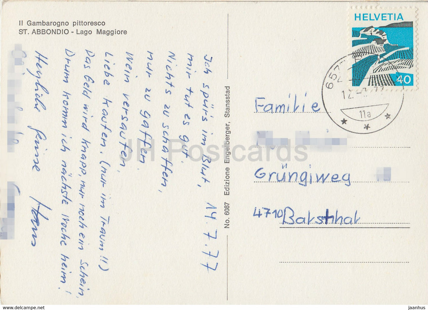 St Abbondio - Il Gambarogno pittoresco - Lago Maggiore - multiview - 6087 - 1977 - Suisse - utilisé