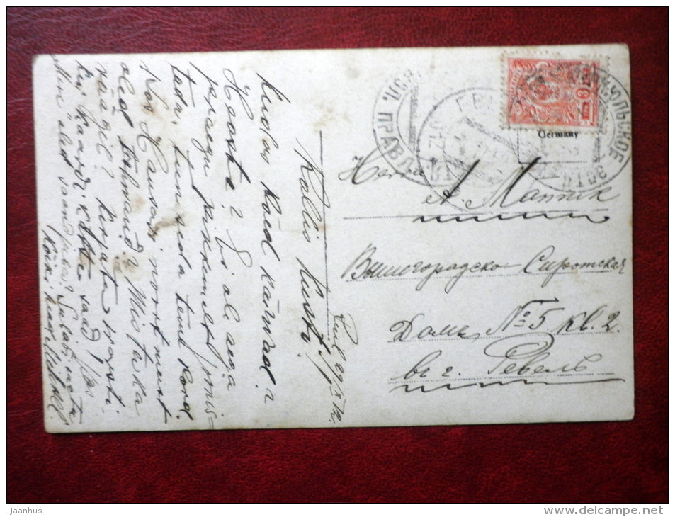 woman and man - SB 7031/5 - circulated in Tsarist Russia 1912 , Estonia - used - JH Postcards