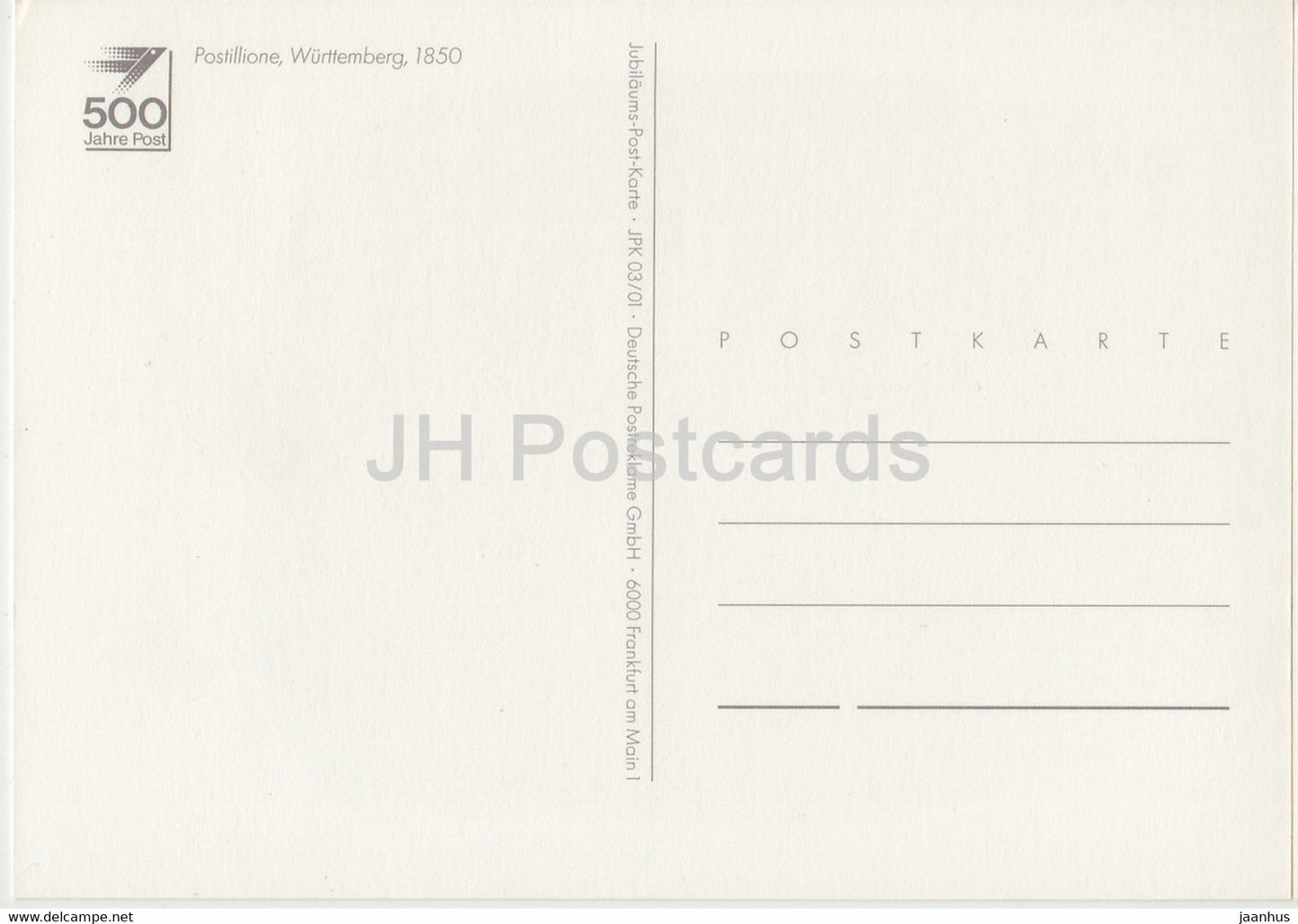 Postillione - Wurttemberg - Postmen - Mail Service - Germany - unused