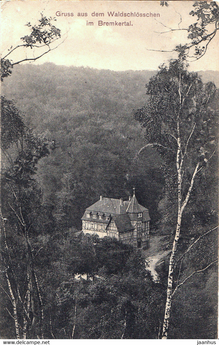 Gruss aus dem Waldschlosschen im Bremkertal - old postcard - Germany - used - JH Postcards