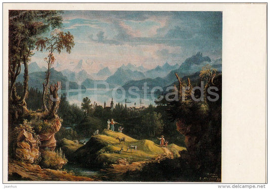painting by F. Matveyev - Landscape in Switzerland , 1818 - Russian art - 1976 - Russia USSR - unused - JH Postcards