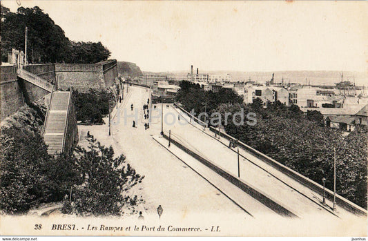 Brest - Les Rampes et le Port du Commerce - 38 - old postcard - 1912 - France - used - JH Postcards