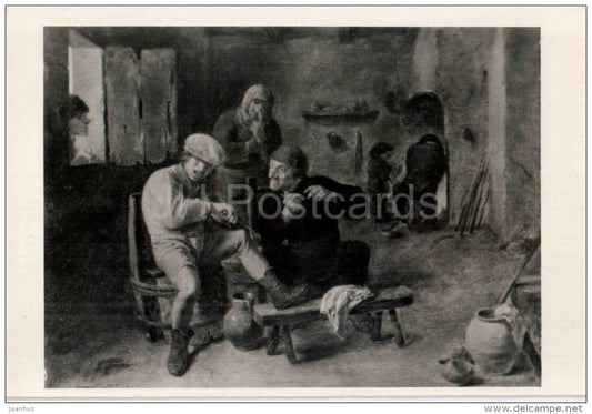 painting by Adriaen Brouwer - 1 - In the pub - flemish art - unused - JH Postcards