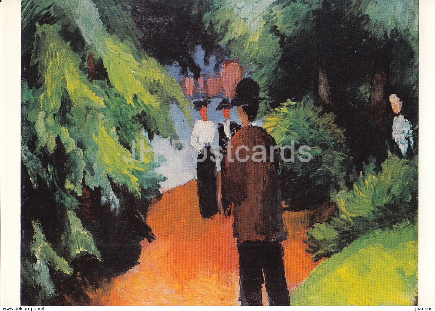 painting by August Macke - Park am Wasser - German art - Germany - unused - JH Postcards