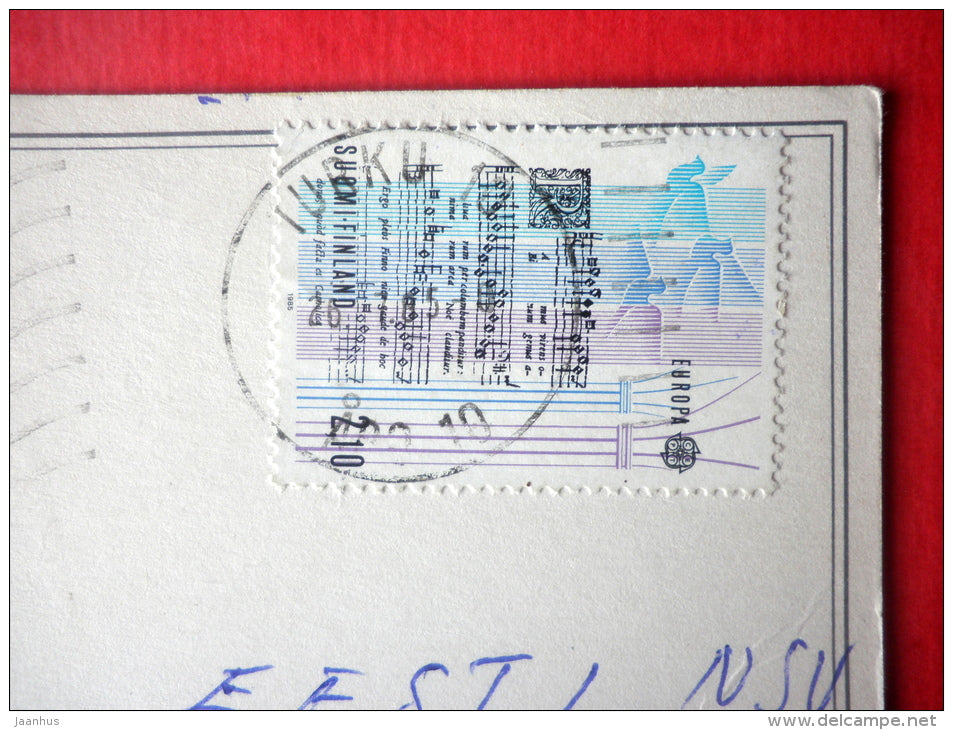 Greeting Card - strawberry - EUROPA CEPT - music - Finland - sent from Finland Turku to USSR Estonia 1985 - JH Postcards