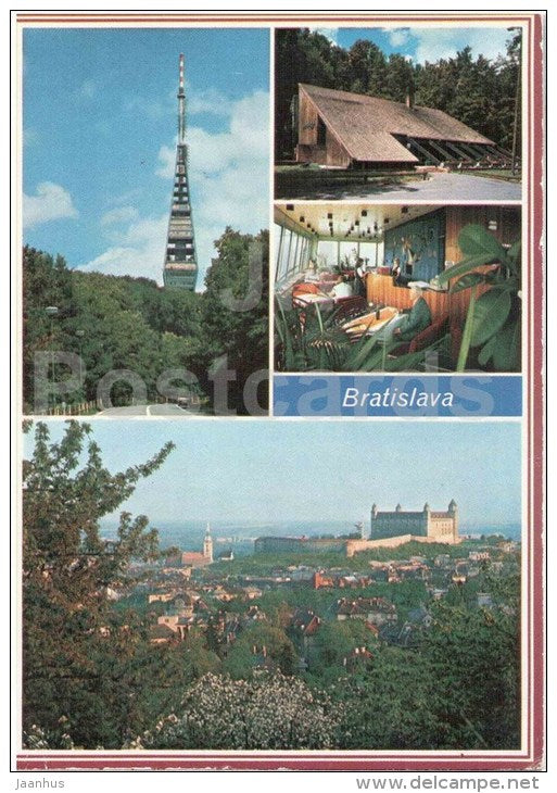 Bratislava - TV Tower - Expo chalet - interior of cafe - castle - Czechoslovakia - Slovakia - used 1987 - JH Postcards