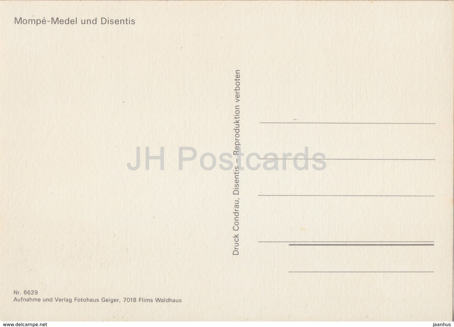 Mompe Medel und Disentis - 6629 - Switzerland - unused