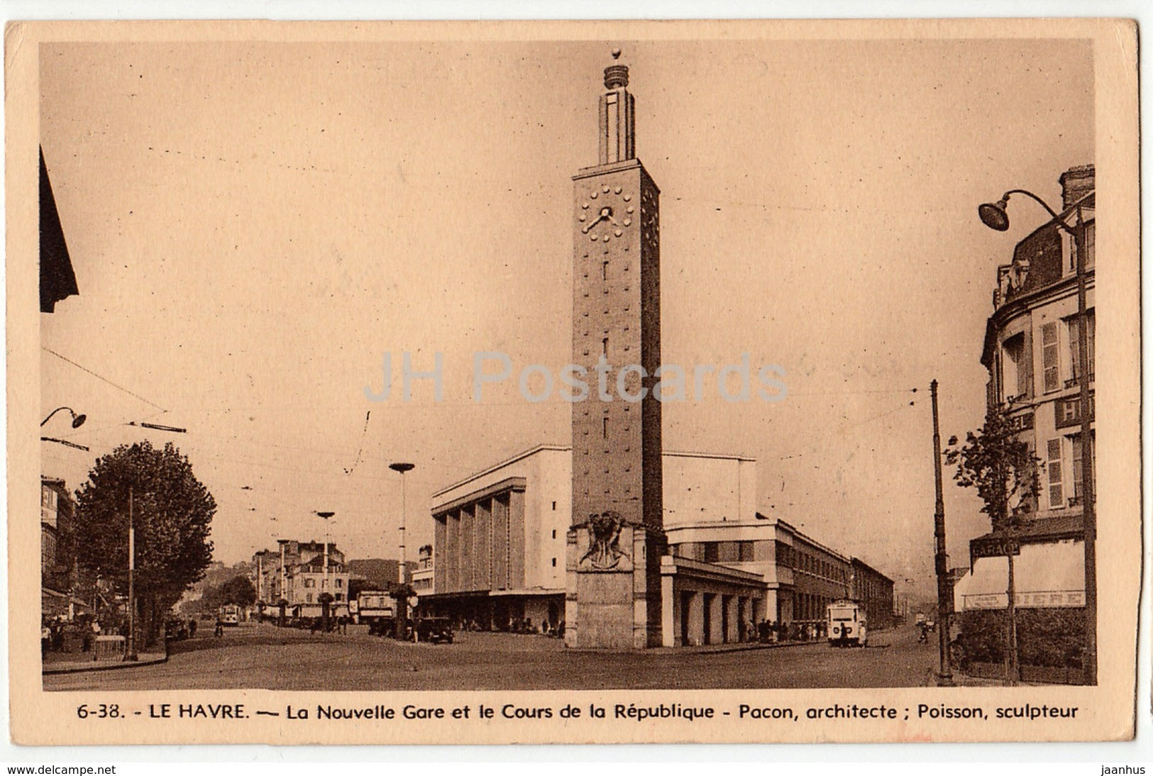 Le Havre - La Nouvelle Gare Et le Cours de la Republique - 6-38 - old postcard - France - unused - JH Postcards