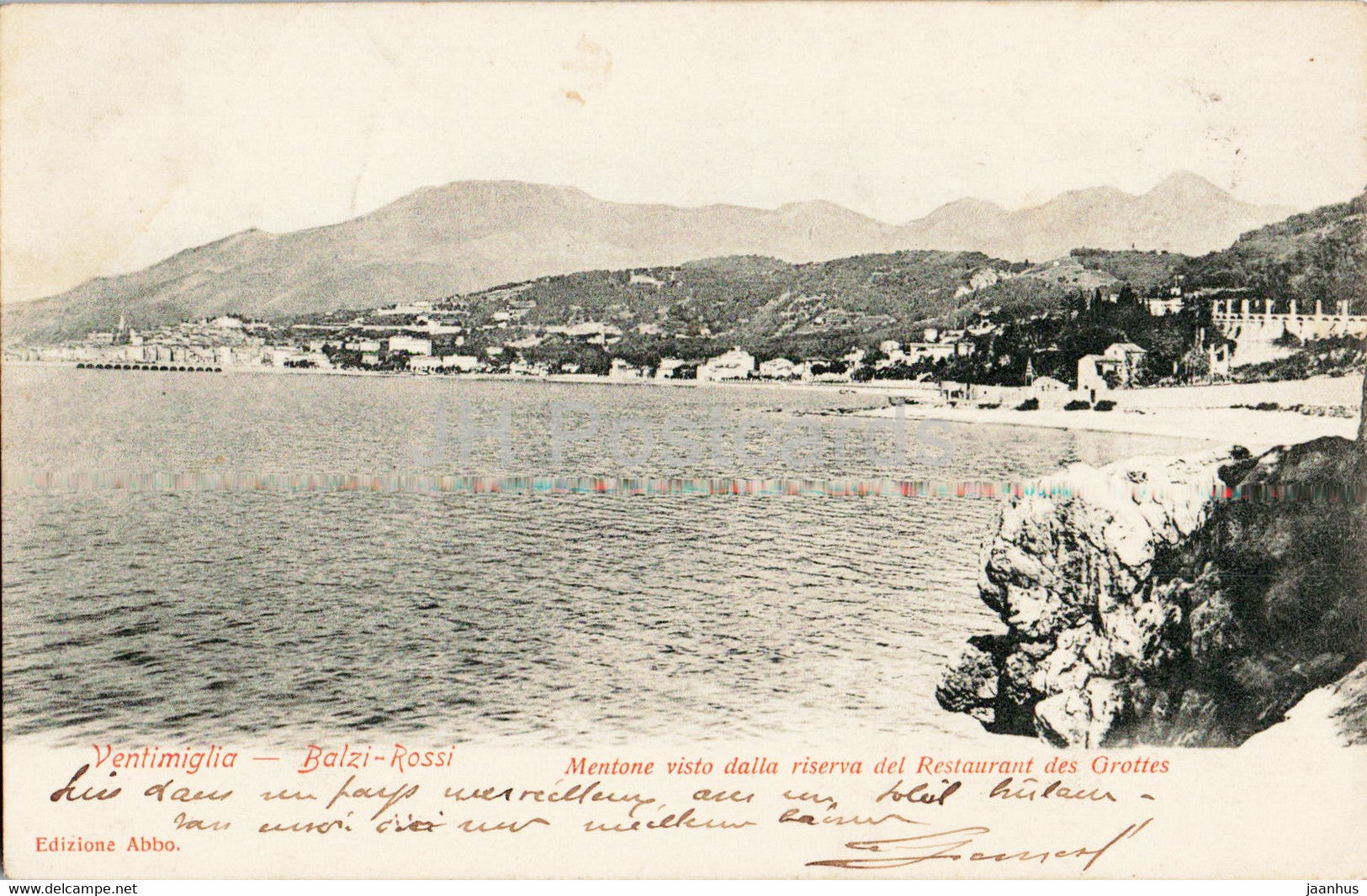 Ventimiglia - Balzi Rossi - Mentone visto riserva del Restaurant des Grottes - old postcard - Italy - used - JH Postcards