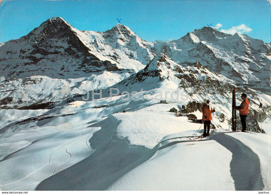 Mannlichen 2227 m - Eiger - Monch - Jungfrau - Tschuggen - skiing - 6041 - Switzerland - used - JH Postcards