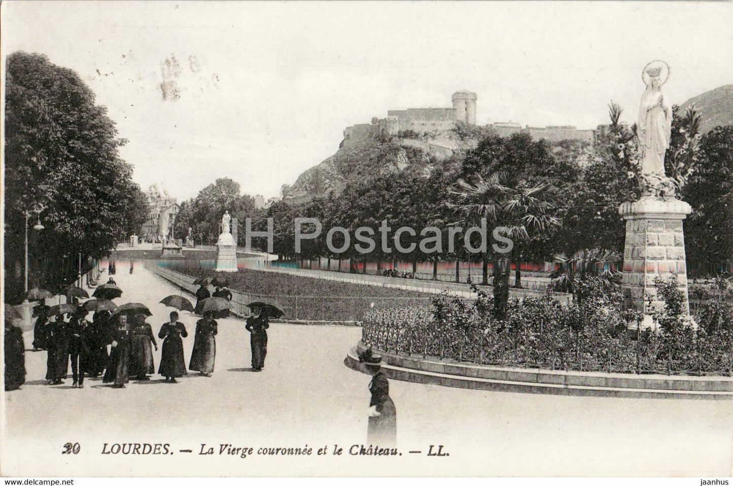 Lourdes - La Vierge couronnee et le Chateau - 20 - old postcard - 1921 - France - used - JH Postcards