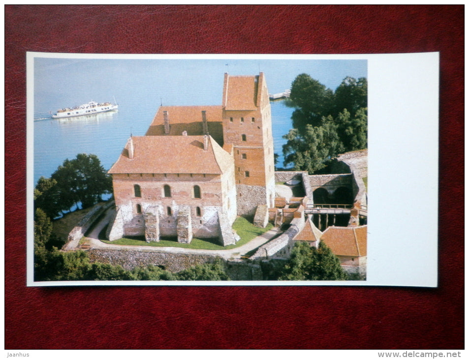 Castle island on lake Galve - passenger boat - Trakai - 1981 - Lithuania USSR - unused - JH Postcards
