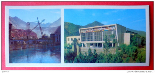 Nurek Dam - crane - Palace of Culture - 1974 - Tajikistan USSR - unused - JH Postcards