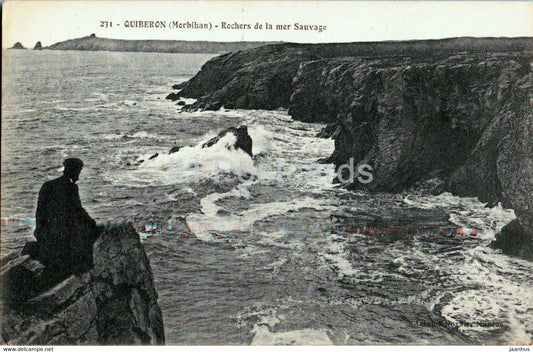 Quiberon - Rochers de la mer Sauvage - 231 - old postcard - France - unused - JH Postcards