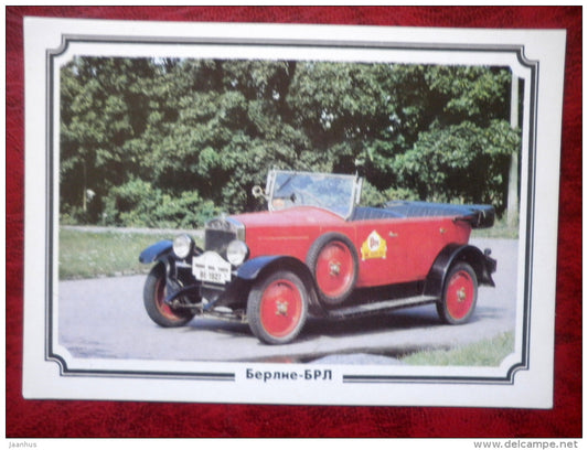 Berliet BRL - France , 1924 - old cars - 1988 - Russia USSR - unused - JH Postcards