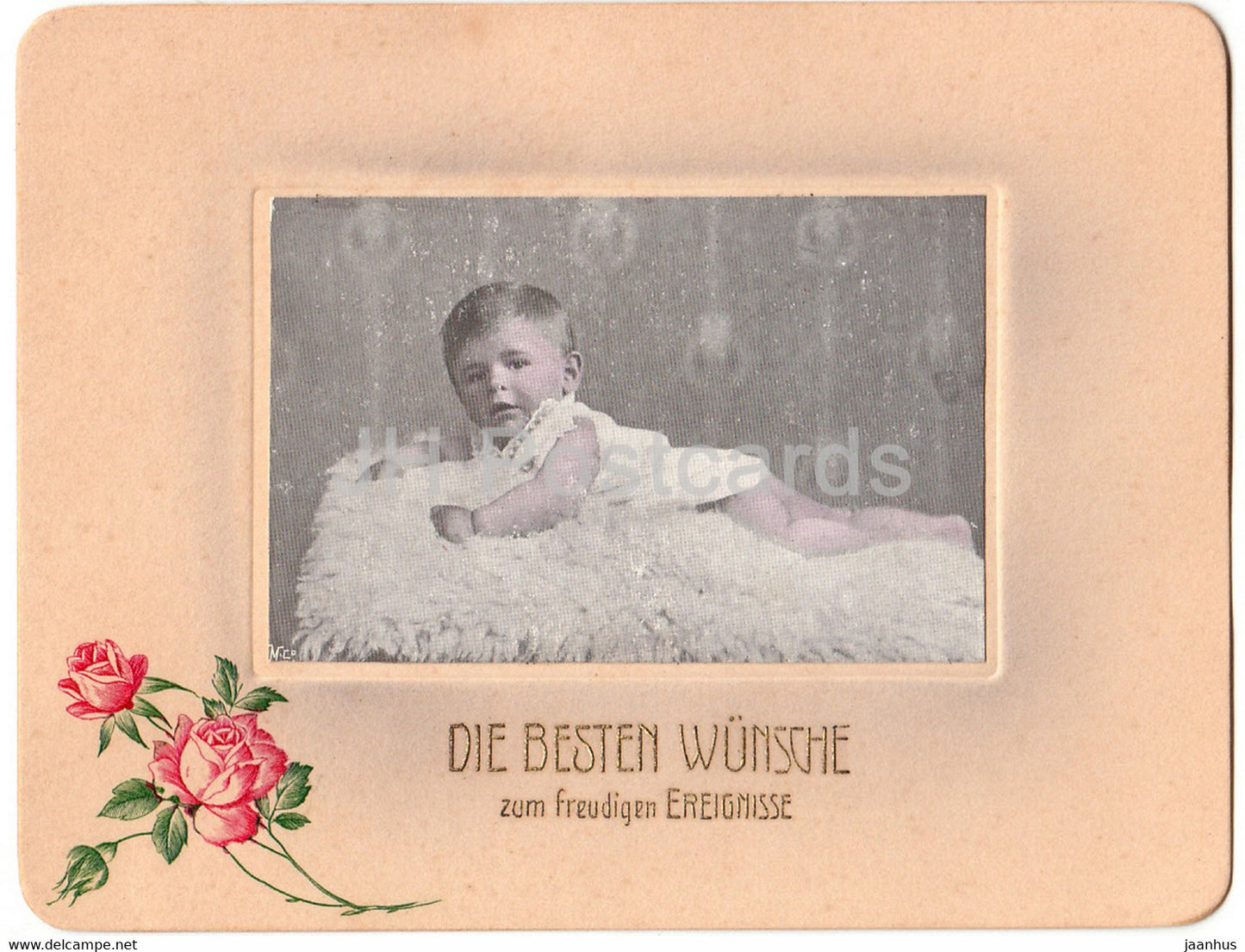 Greeting Card - Die Besten Wunsche zum freudigen Ereignisse - child - old postcard - Germany - used - JH Postcards