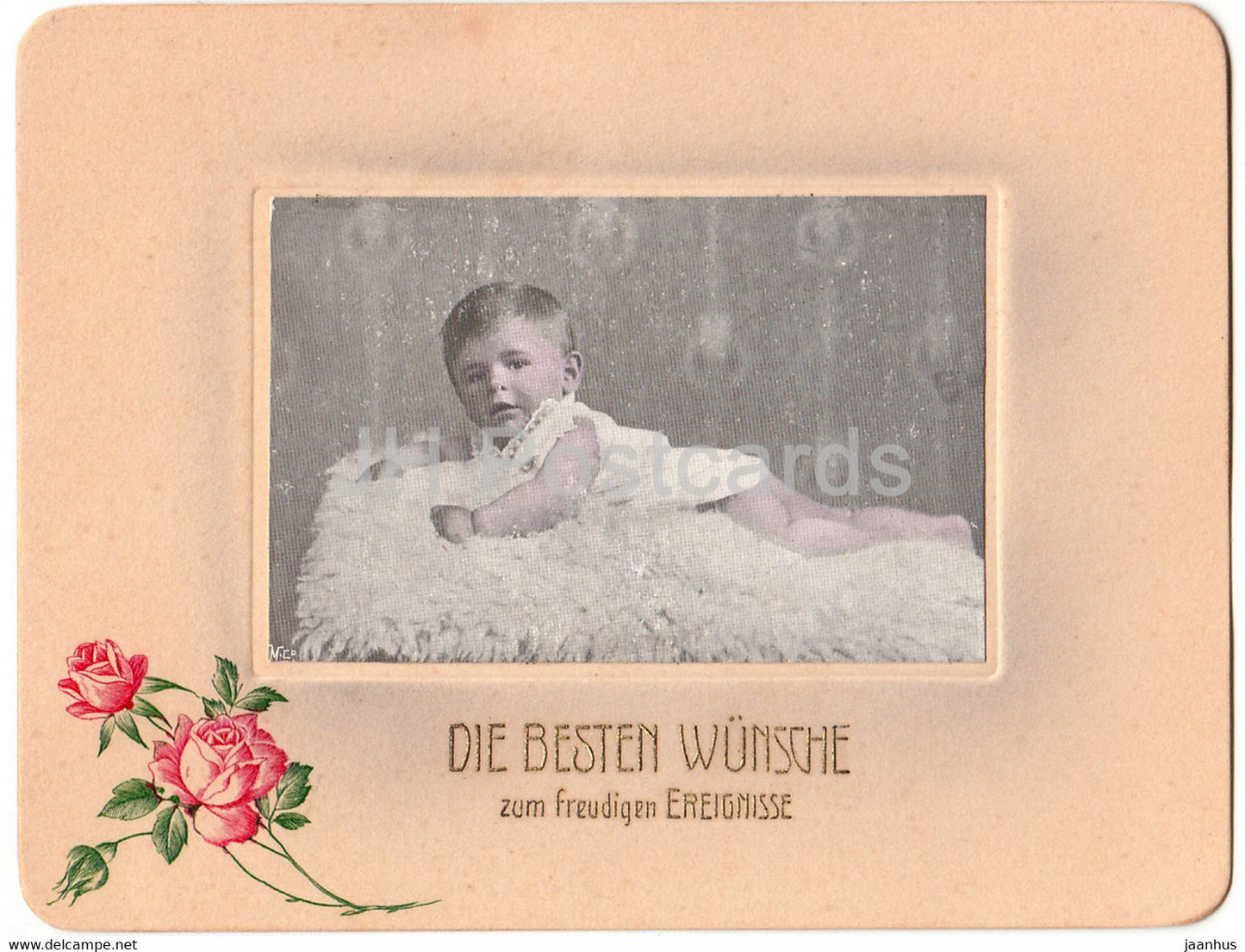 Greeting Card - Die Besten Wunsche zum freudigen Ereignisse - child - old postcard - Germany - used - JH Postcards