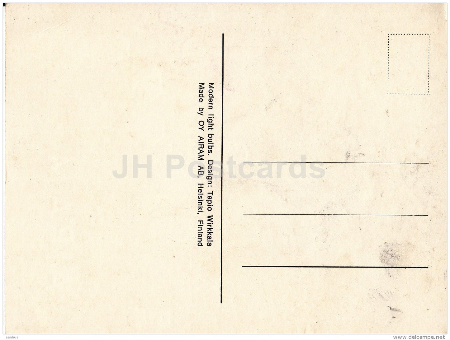 Modern Light Bulbs - Airam - Tapio Wirkkala - design - Finland - unused - JH Postcards