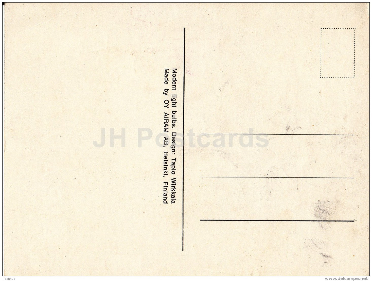 Modern Light Bulbs - Airam - Tapio Wirkkala - design - Finland - unused - JH Postcards