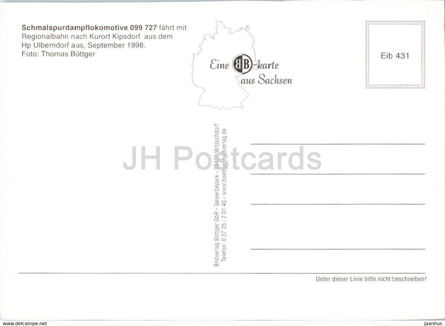 Schmalspurdampflokomotiven 099727 - Regionalbahn nach Kurort Kipsdorf - train - railway - locomotive - Germany - unused