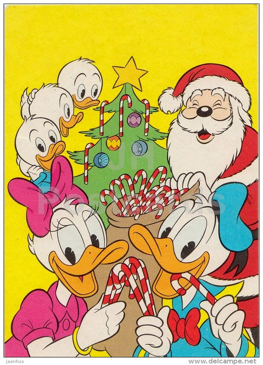 illustration - Disney - ducks - Santa Claus - cartoon - Estonia - unused - JH Postcards