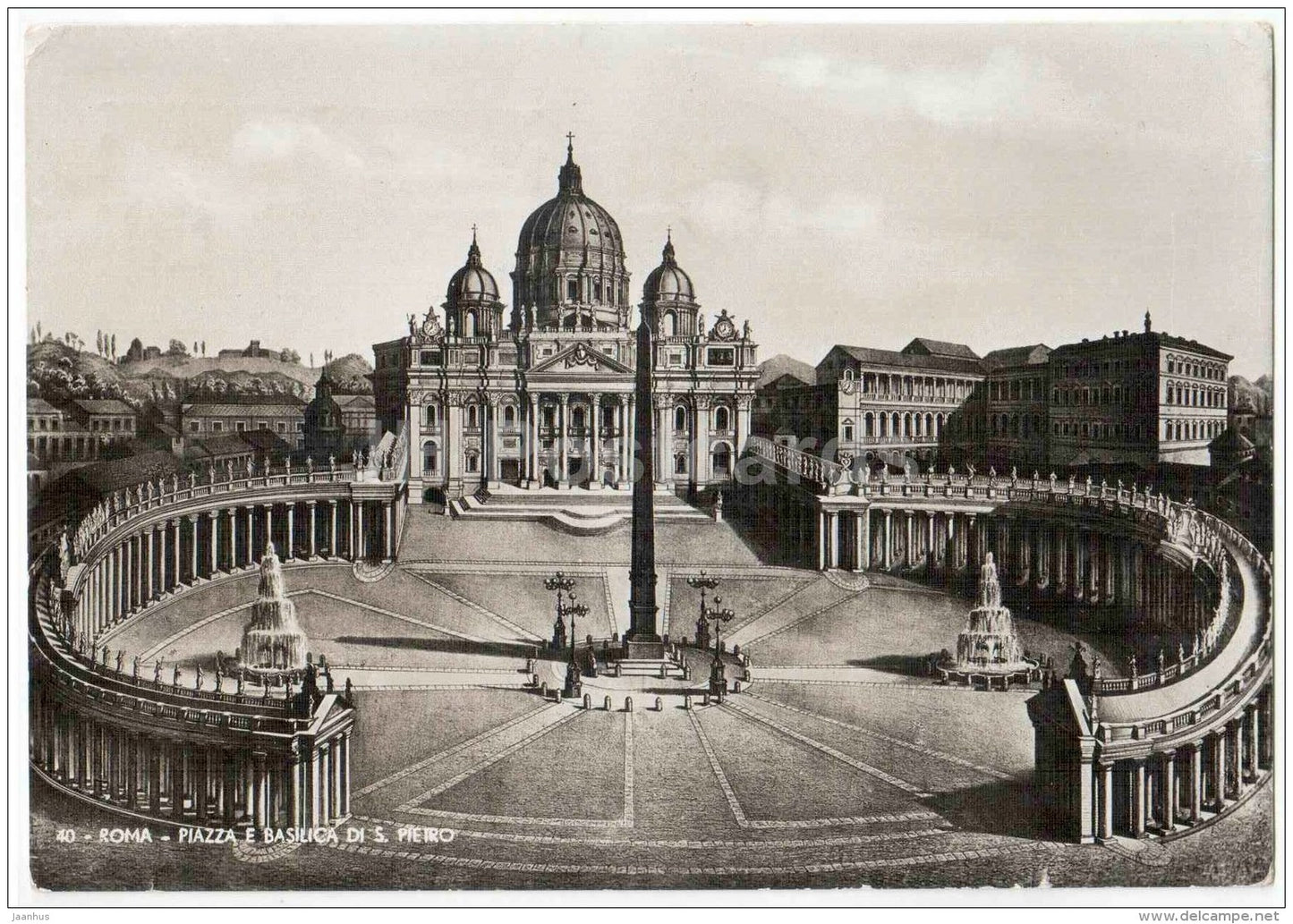Piazza e Basilica di S. Pietro - square - Roma - Rome - 40 - Italy - sent from Italy Rome to Estonia Tallinn 1938 - JH Postcards