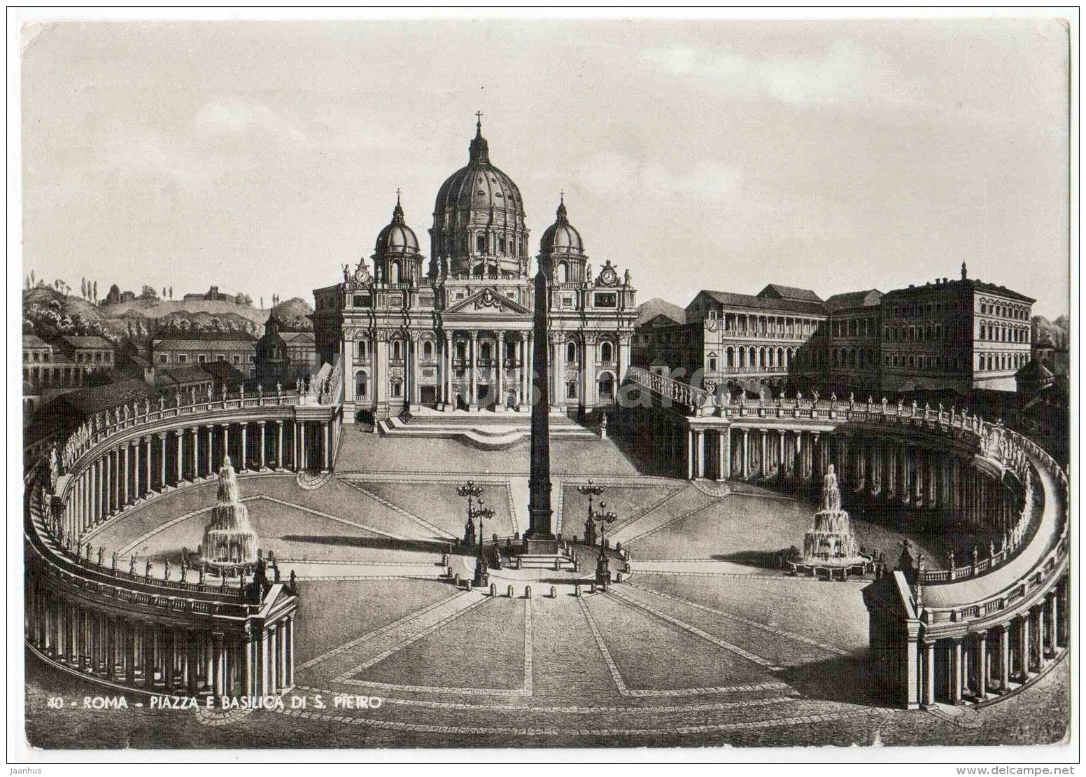 Piazza e Basilica di S. Pietro - square - Roma - Rome - 40 - Italy - sent from Italy Rome to Estonia Tallinn 1938 - JH Postcards