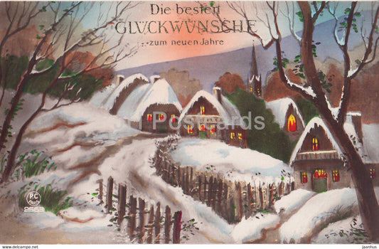 New Year Greeting Card - Die besten Gluckwunsche zum Neuen Jahre - house - PC Paris 2563 - old postcard - France - used - JH Postcards