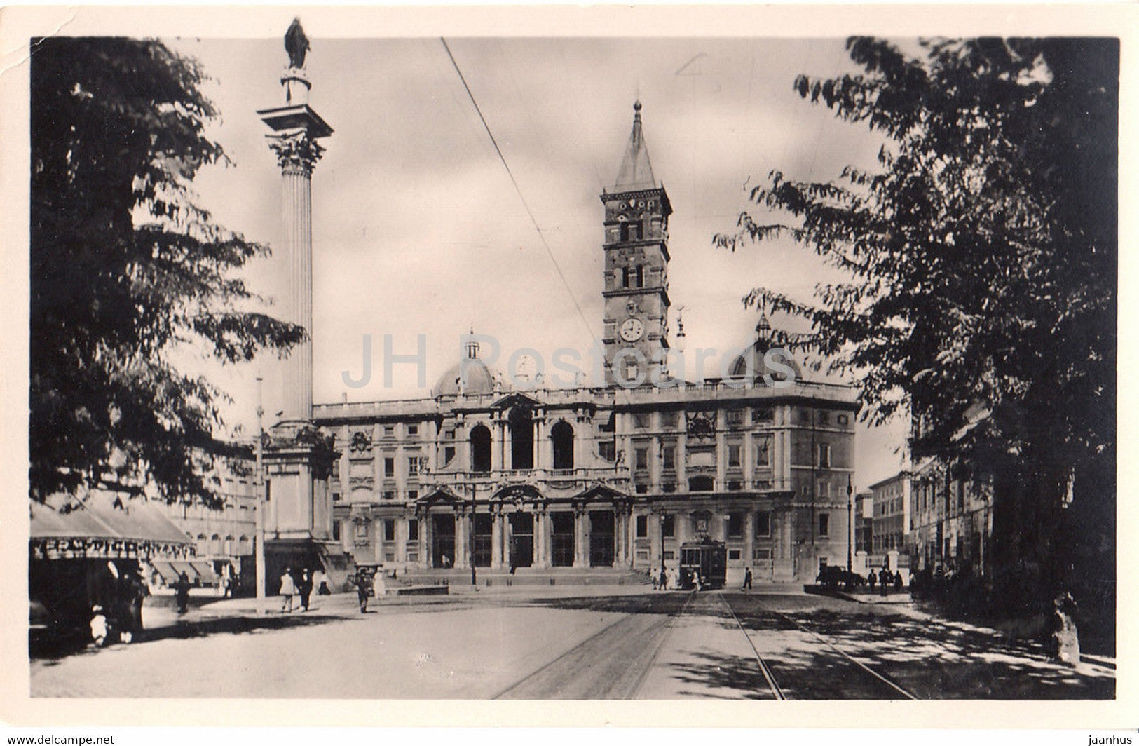 Roma - Rome - Basilica di S Maria Maggiore - tram - old postcard - Italy - unused - JH Postcards