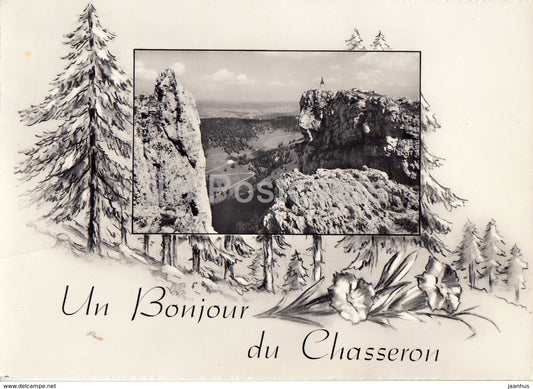 Un Bonjour du Chasseron - hotel restaurant Du Chasseron - 1961 - Switzerland - used - JH Postcards