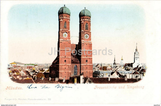 Munchen - Munich - Frauenkirche und Umgebung - church - old postcard - Germany - used - JH Postcards