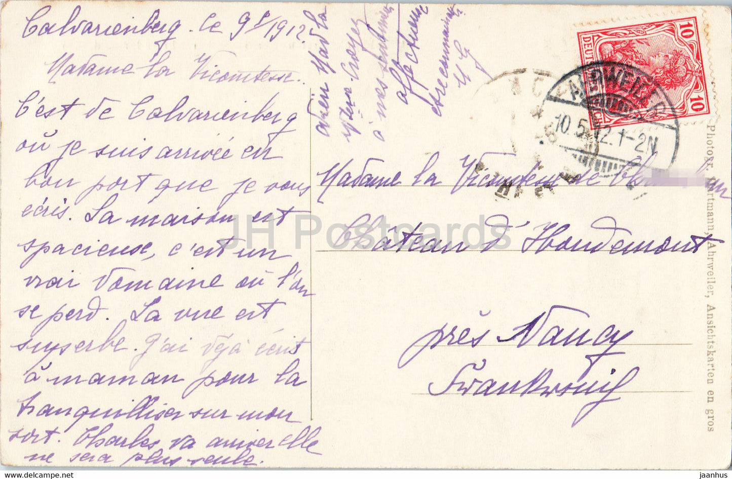 Kalvarienberg - Ursulinenkloster u Pensionat bei Ahrweiler a d Ahr - old postcard - 1912 - Germany - used