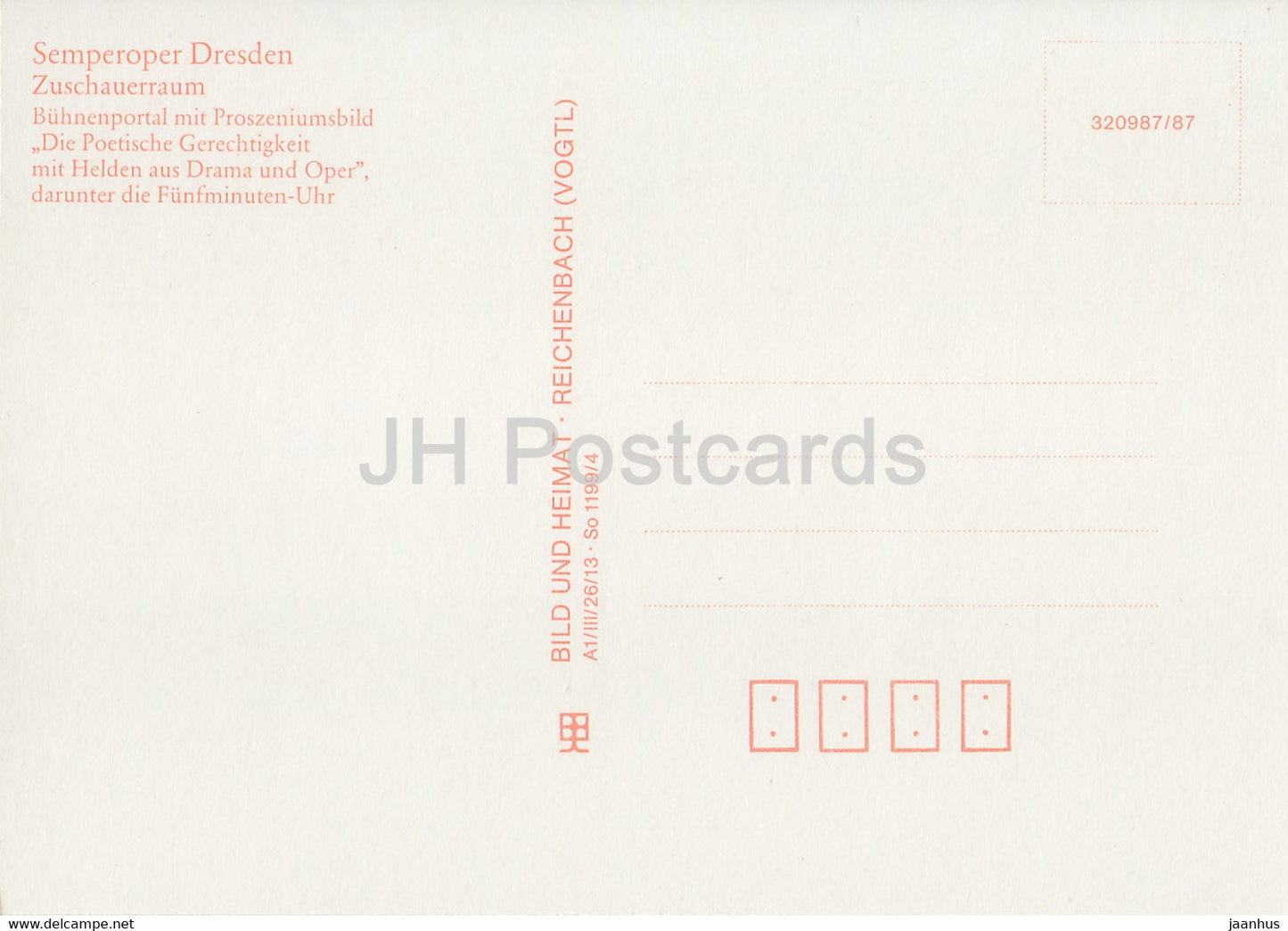 Semperoper Dresden - Zuschauerraum - Buhneportal mit Proszeniumsbild - Opéra de Dresde - DDR Allemagne - inutilisé