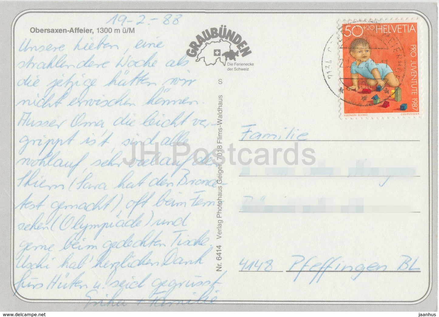 Obersaxen Affeier 1300 m - 1988 - Switzerland - used