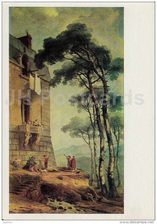 painting  by Hubert Robert - Itinerant musicians - French art - 1971 - Russia USSR - unused - JH Postcards