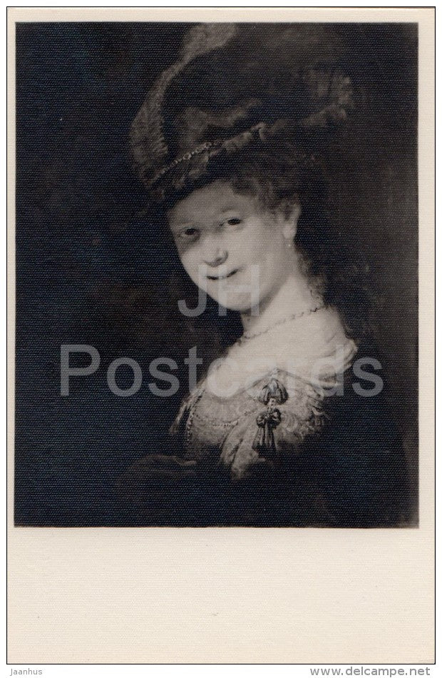 painting by Rembrandt - Saskia van Uylenburgh - Dutch art - 1955 - Russia USSR - unused - JH Postcards