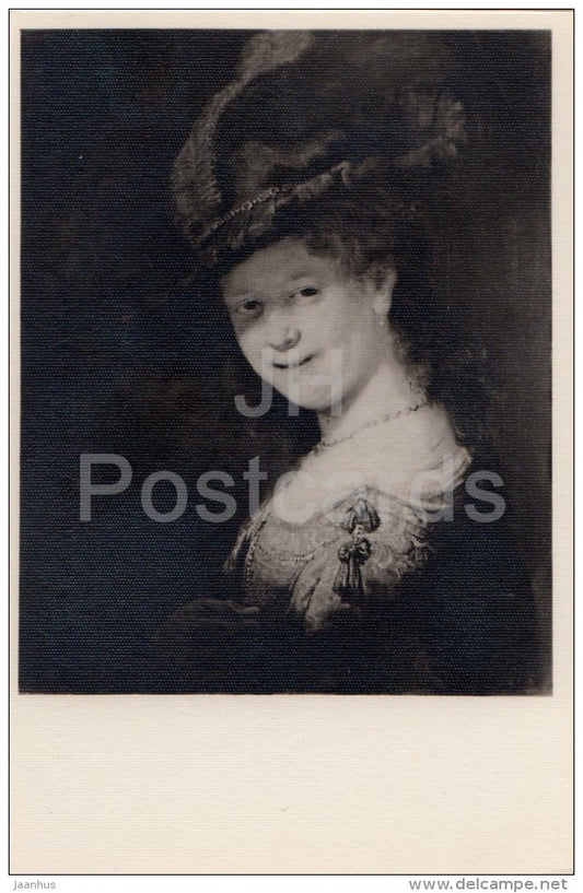 painting by Rembrandt - Saskia van Uylenburgh - Dutch art - 1955 - Russia USSR - unused - JH Postcards