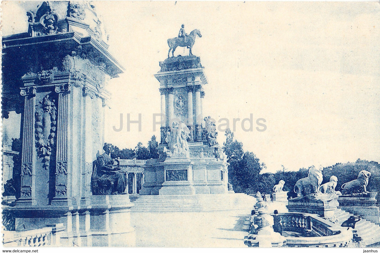 Madrid - Parque del Retiro - Monumento a Alfonso XII - monument - 176 - old postcard - Spain - used - JH Postcards