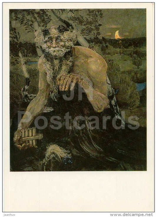 painting by M. Vrubel - Pan , 1889 - Fairy Tale - Russian Art - 1987 - Russia USSR - unused - JH Postcards