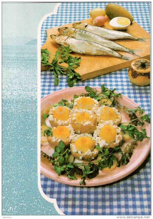 herring iwashi Bird´s Nest - Fish Dishes  - cuisine - 1990 - Russia USSR - unused - JH Postcards