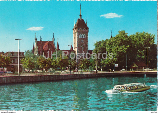 Zurich - Blick auf Limmat un Landesmuseum - museum - boat - 1970 - Switzerland - used - JH Postcards