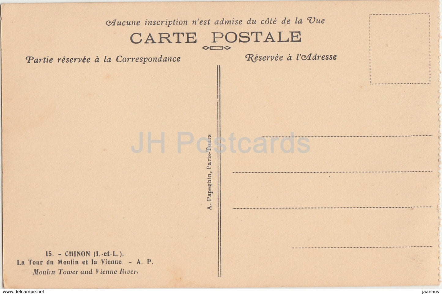 Chinon - La Tour du Moulin et la Vienne - tour - 15 - carte postale ancienne - France - inutilisée