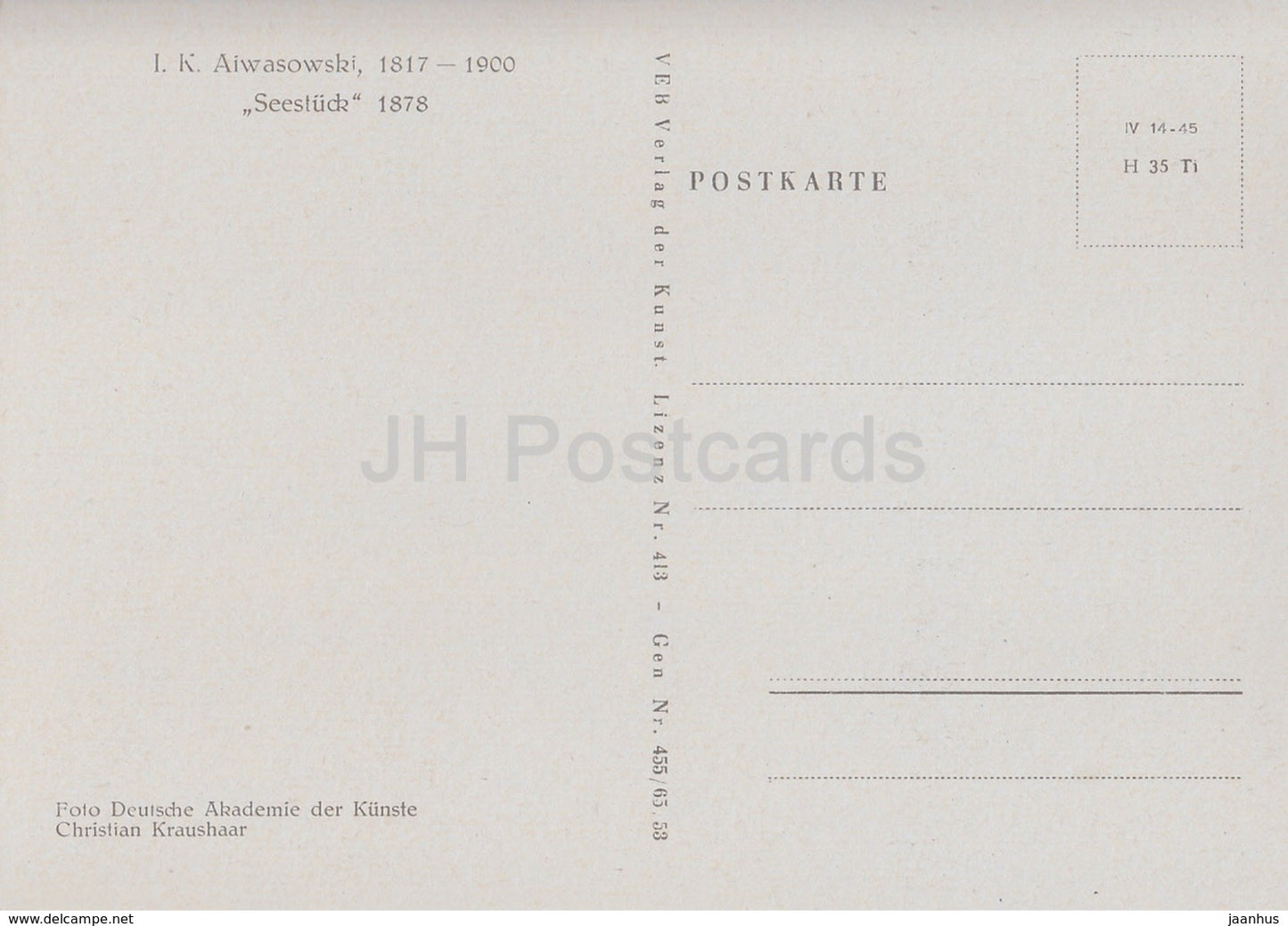 peinture d'Ivan Aivazovsky - Paysage marin - Art russe - 1953 - Allemagne DDR - inutilisé