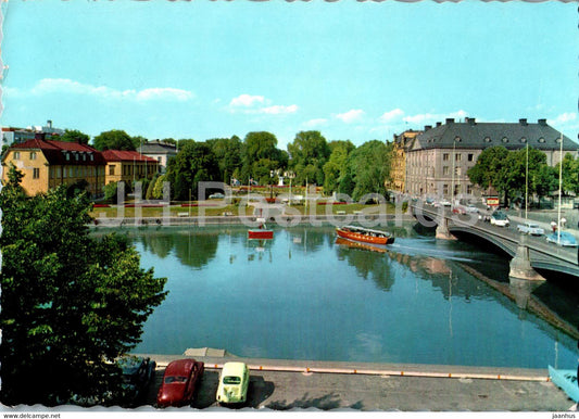 Norrkoping - Motala Strom och Posthuset - river - bridge - 57/1 - Sweden - used - JH Postcards