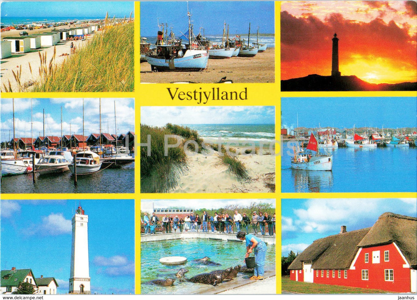 Vestjylland - lighthouse - boat - multiview - Denmark - unused - JH Postcards