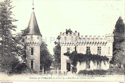 Chateau de Comacre - Pavillon de l'entree du Parc - castle - old postcard - 1908 - France - used - JH Postcards